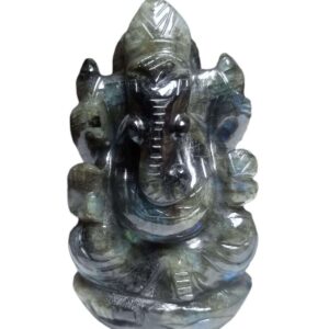 Crystal Ganesha Idol for Home D?cor Peace and Serenity Happy Man for Good Luck, Wealth, Prosperity at Home,Office Ganesha Idol For Gift Item (Labradorite)